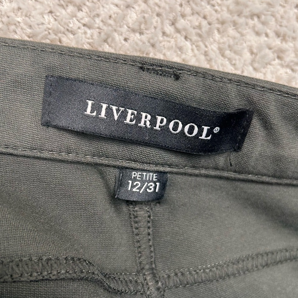 Liverpool Pants Womens 12/31 Petite Peat Green Taper Leg Ponte Knit Stretch Pant - Picture 5 of 11